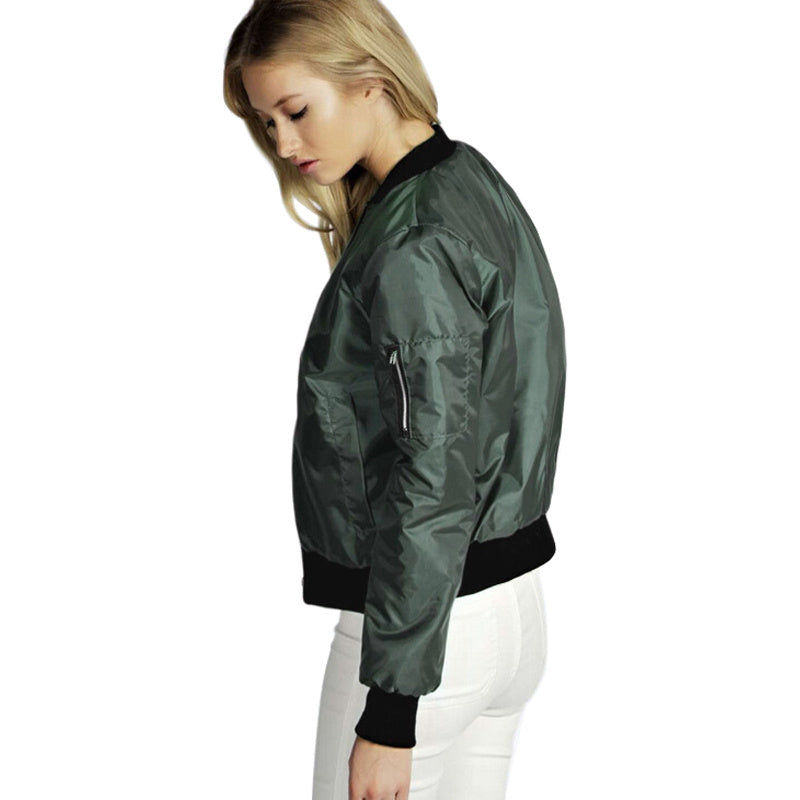 Solid color short style vertical collar leisure zipper