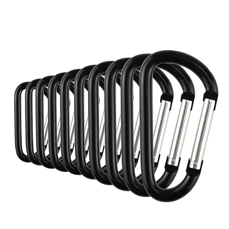 10 Pcs Aluminum Carabiner Clip D Shape