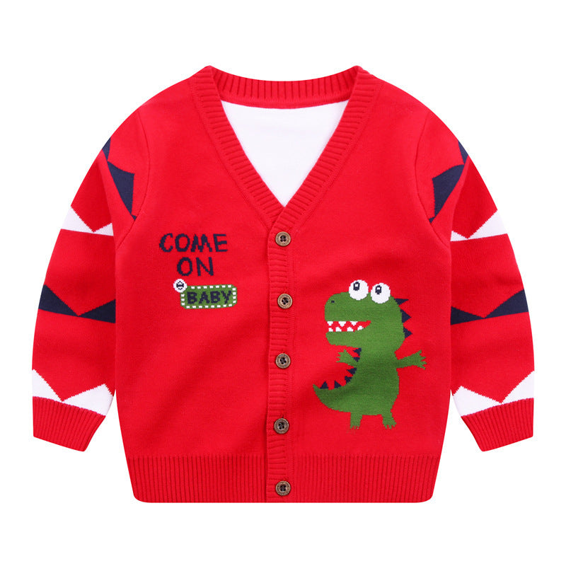 Boys Cardigan Jacket V-neck Single