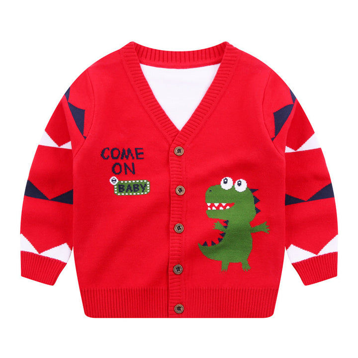 Boys Cardigan Jacket V-neck Single