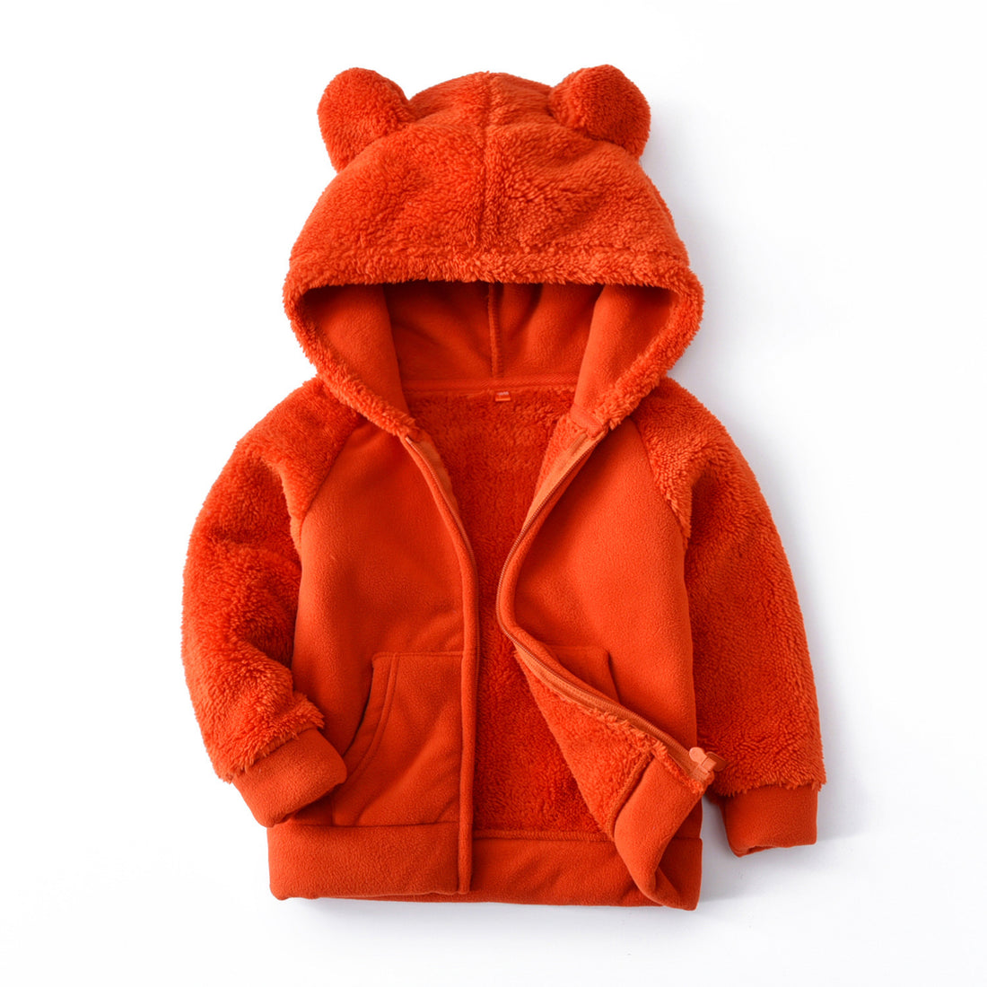 Girls Korean Kids Cardigan Hooded Polar