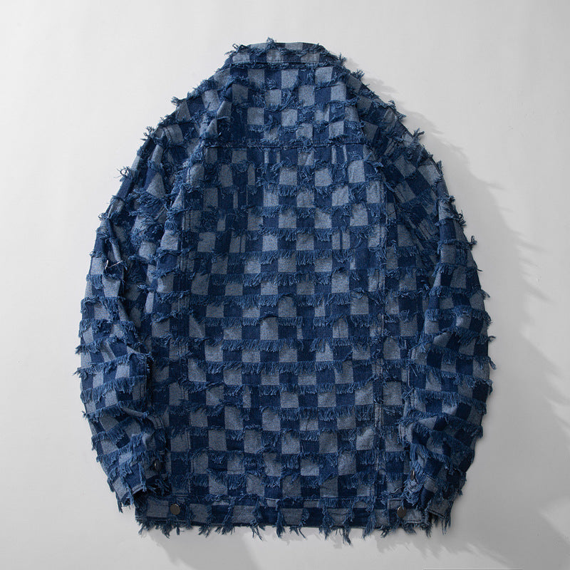 Men Loose Burrs Denim Jacket Men