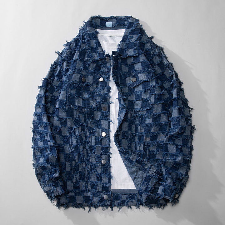 Men Loose Burrs Denim Jacket Men