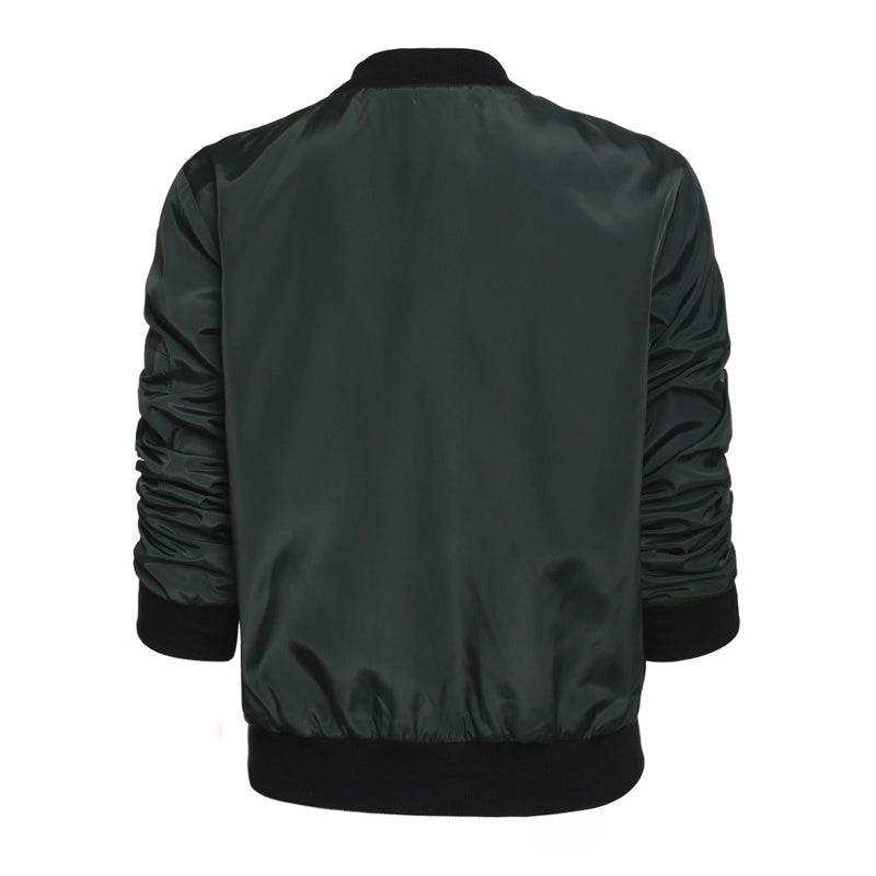 Solid color short style vertical collar leisure zipper