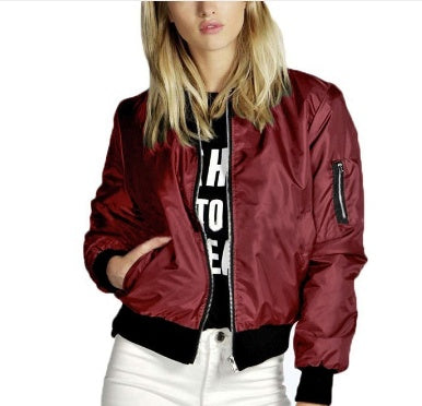 Solid color short style vertical collar leisure zipper