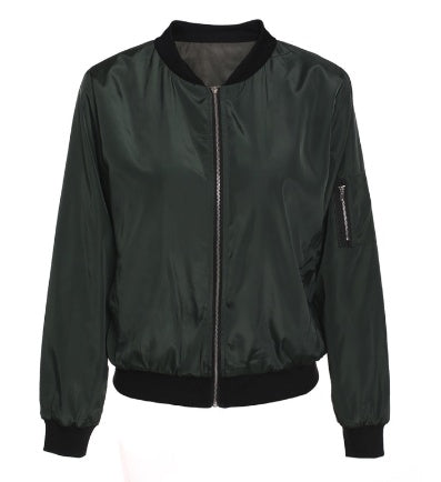 Solid color short style vertical collar leisure zipper