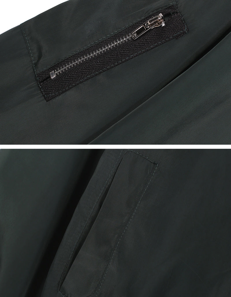 Solid color short style vertical collar leisure zipper