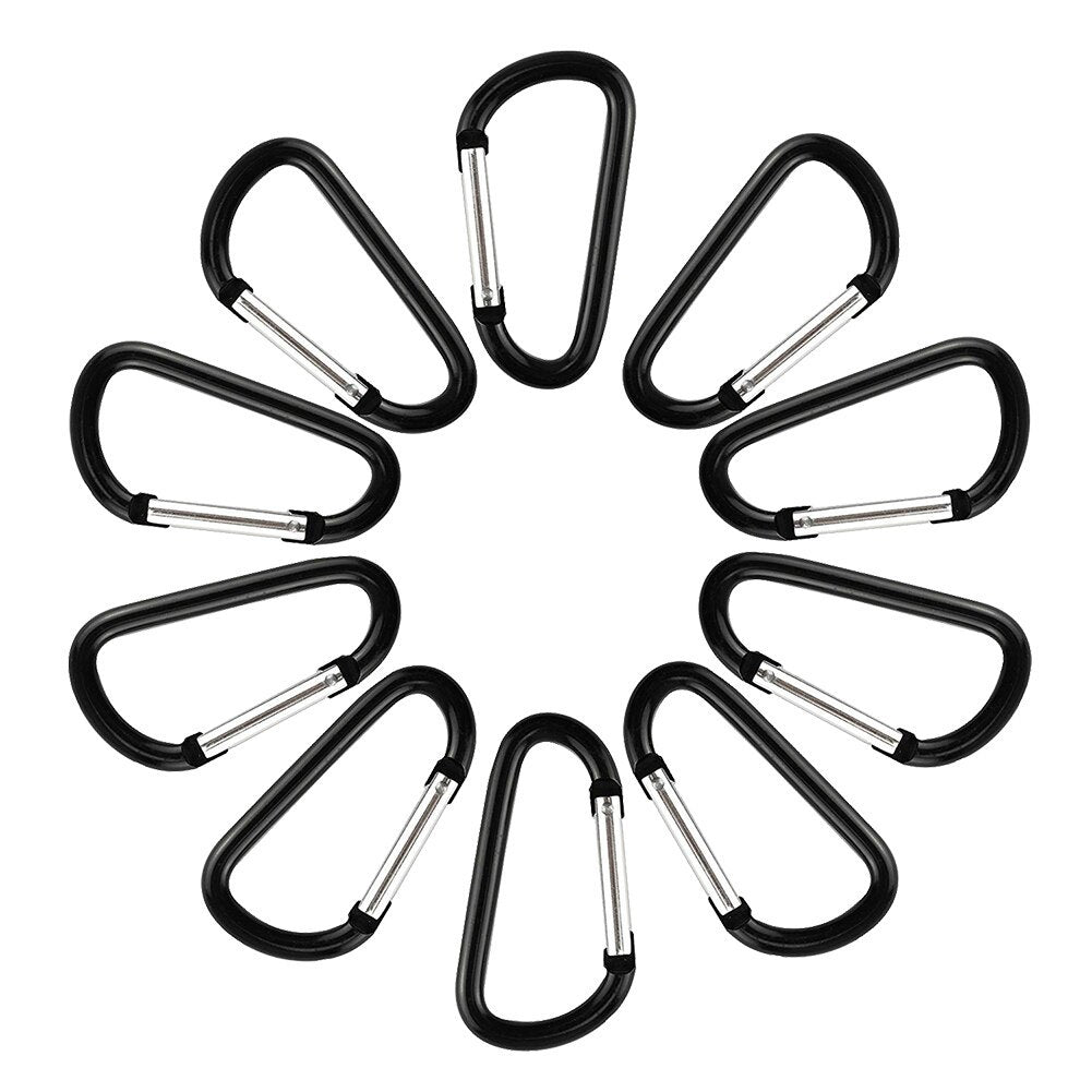 10 Pcs Aluminum Carabiner Clip D Shape