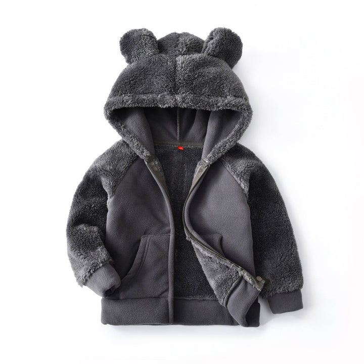 Girls Korean Kids Cardigan Hooded Polar