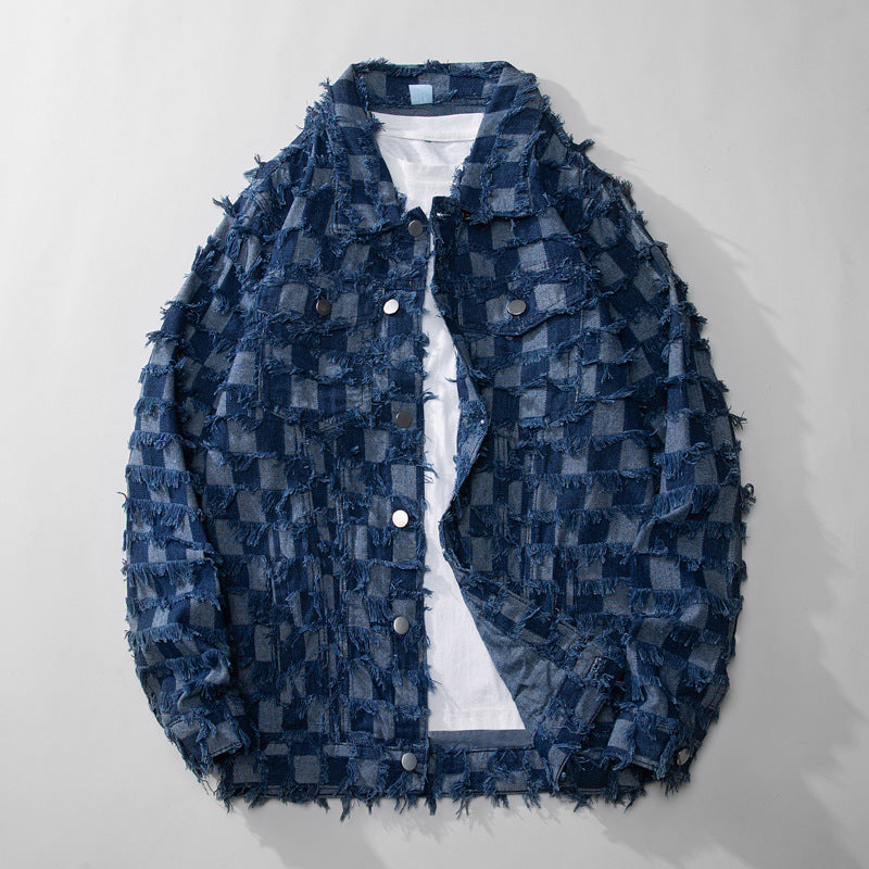 Men Loose Burrs Denim Jacket Men