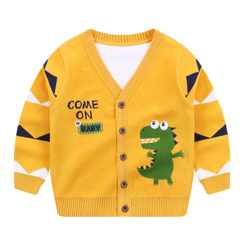 Boys Cardigan Jacket V-neck Single