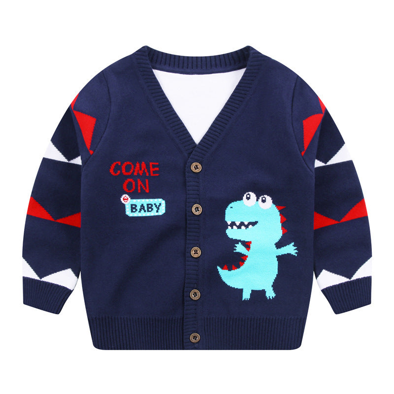 Boys Cardigan Jacket V-neck Single