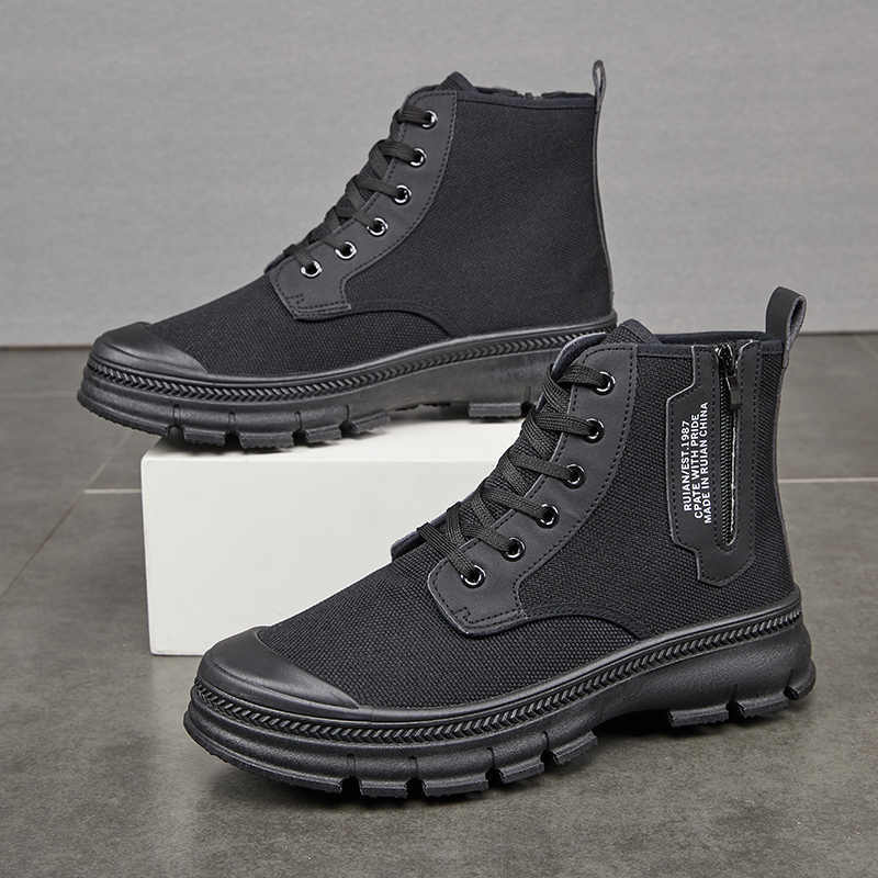 Hiking Boots Men's Side Zipper Shoes